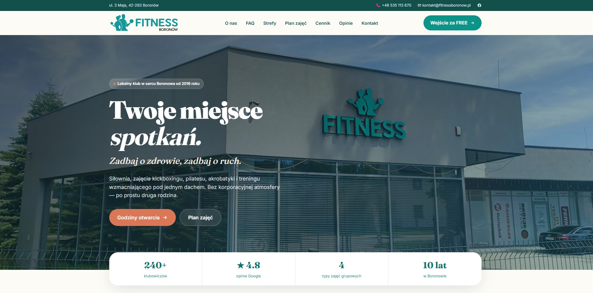 Fitness Boronow - podglad projektu strony internetowej