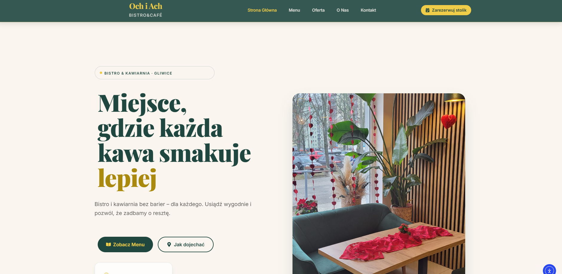 Kawiarnia Ochiach - podglad projektu strony internetowej