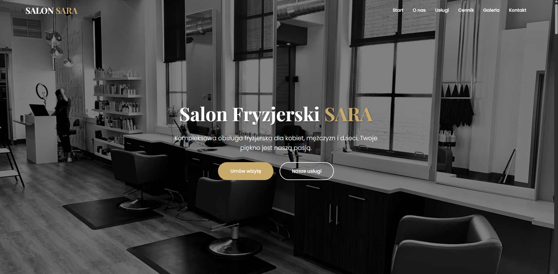 Salon Sara - podglad projektu strony internetowej