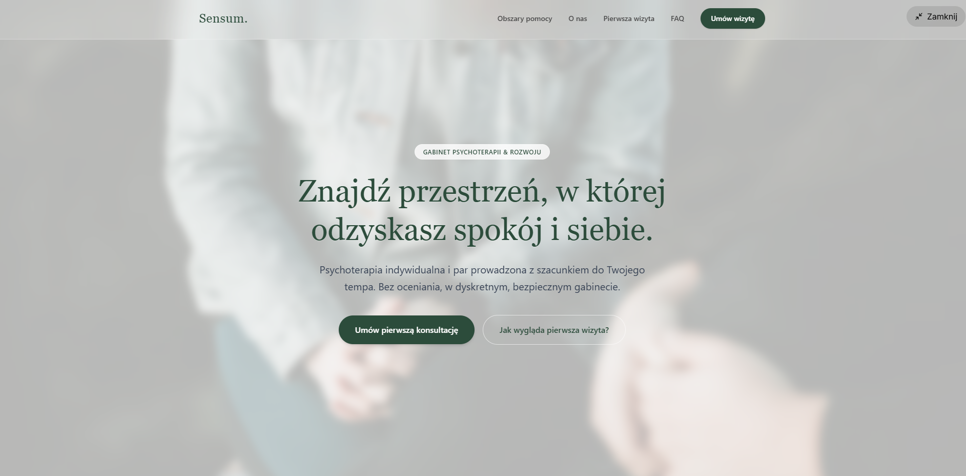 Sensum Psychologia - podglad projektu strony internetowej