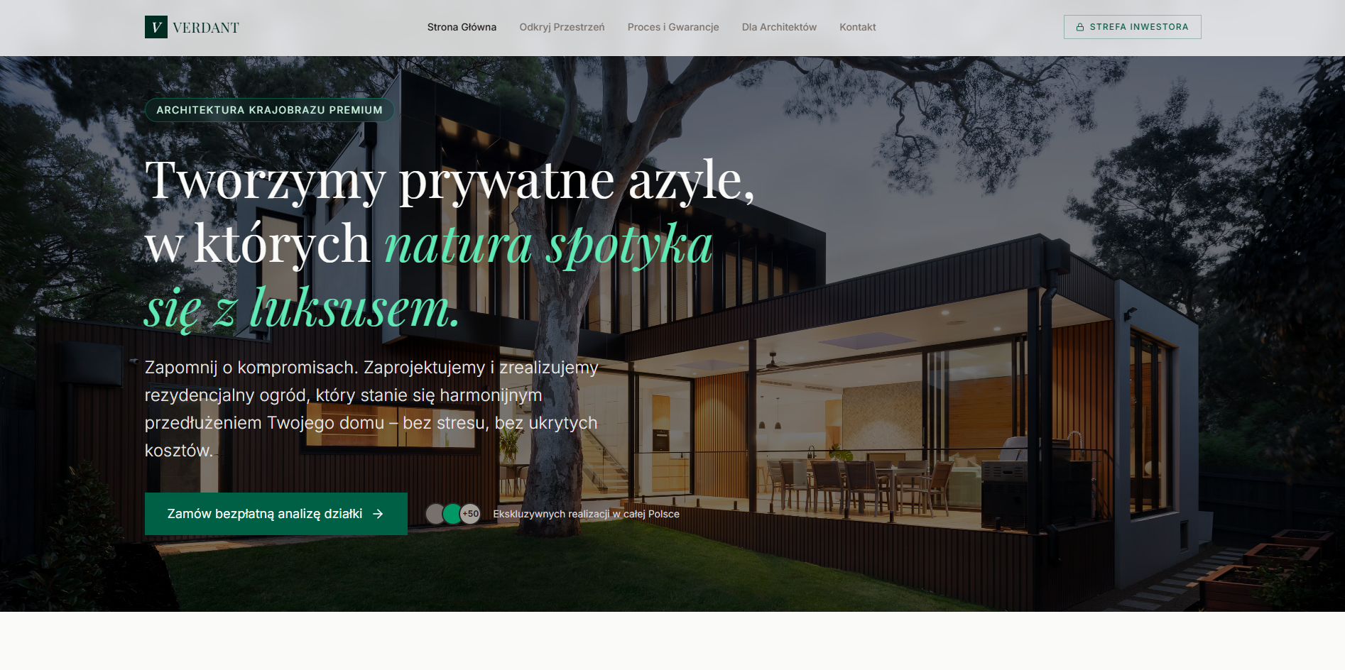 Verdant Architektura - podglad projektu strony internetowej